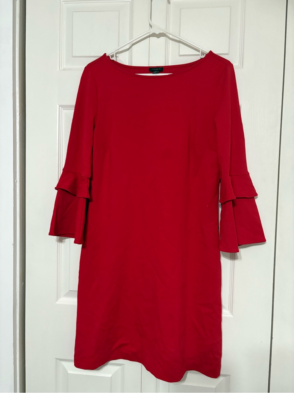 Red Bell-Sleeve Shift Dress